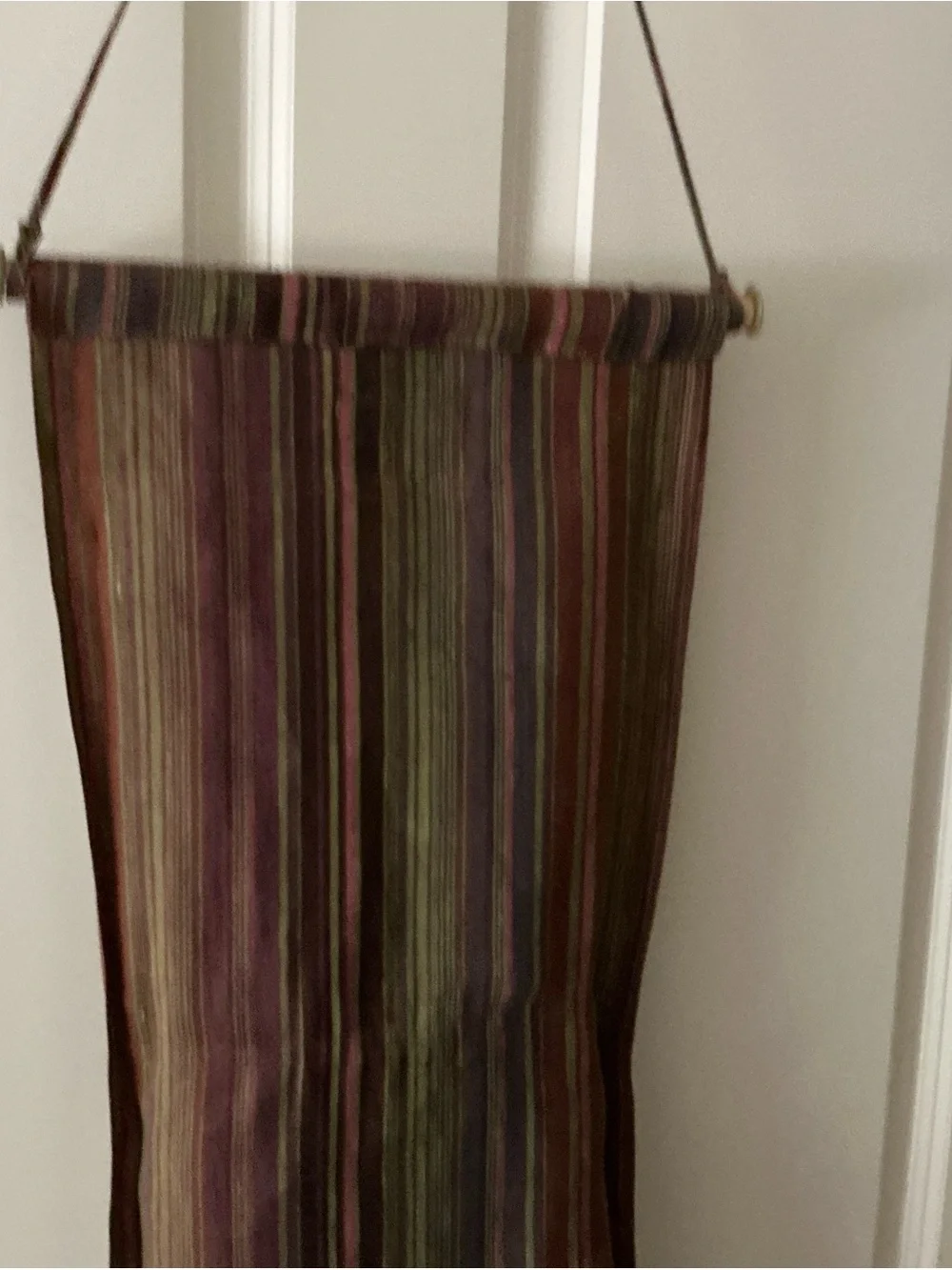 Flax Brown and Olive Floral-Trim Hanging Organizer
